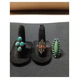 Three nice rings, size 5 and 1/2, 6 1/2, and