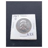 1957 D Franklin half dollar A.EE