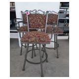 3 metal padded swivel bar stools 30" seat height
