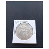 1889 Morgan silver dollar