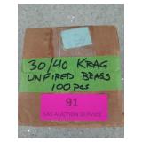 100 pcs 30/40 KRAG unfired brass