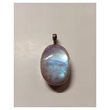 2 inch silver and moonstone pendant
