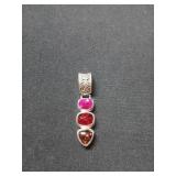 Sarda 2 in. sterling silver pendant with pink and