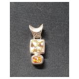 1.5 in. Sarda sterling silver pendant with yellow