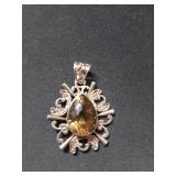 2 in sterling silver pendant with bronze-colored