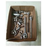 Assorted sockets and socket wrenches