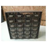 Metal stackmaster 24 bin organizer with contents: