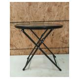 Glass top patio side table 18.5 x 18