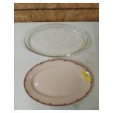 3 quart Pyrex platter and ceramic platter