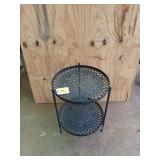 Two tier metal plant stand with cut out pattern,