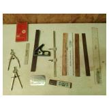 Box of asst measuring, drafting instruments /