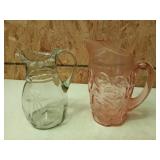 2 glass pitchers 9.5" - 10.5"