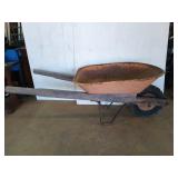Metal tub wheelbarrow with girthy handles