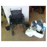 Deluxe folding wheelchair with footrests, and