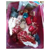 Purple tub of Christmas decor