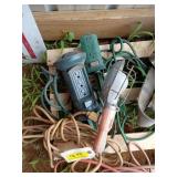 2 Power strips, drop light, extension cord