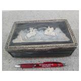 Metal dresser box w/ stone inserts