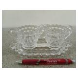 Fostoria Americana sugar, creamer, tray set