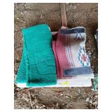 Pair of horse blankets, one green, one southwest