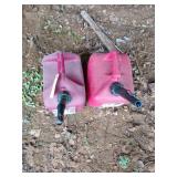 Pair of plastic 2 gallon gas jugs