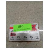 25 rds 12 ga 2 3/4" 1 1/4 oz 6 shot shells