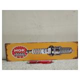 Metal NGK spark plug sign 16x4