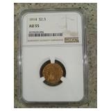1914 Indian Head $2.50 coin, 90% gold, 10% copper