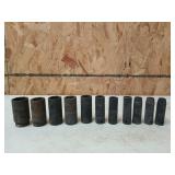 11 Pc deep impact sockets 1/2" drive