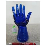 The Hand cobalt blue glass 7.5" tall