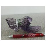 Button & Daisy violet glass shoe w/ cat head