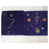 Asst jewelry, military pins; 2 PCs Sterling