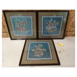 3 PCs framed Oriental wall art 18x18
