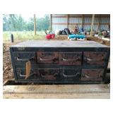 Black eight drawer, metal organizer, with