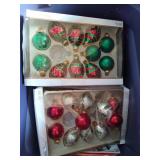 Two tubs of Christmas ornaments/decor, one