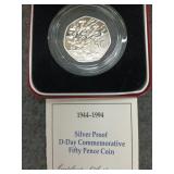 1994 Silver proof D-Day commemorative Fifty Pence