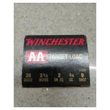 25 rds 28 ga 2 3/4" 3/4 oz 9 shot shells