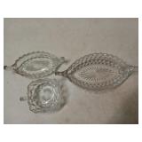 3 vintage fostoria candy / relish dishes