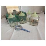 Vintage baby items, box of Similac bottles,