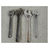 4 adjustable wrenches 10" - 12"