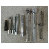 2 ct 1/2" drive ratchets, asst extensions,