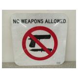 Metal no weapons allowed sign 12x12