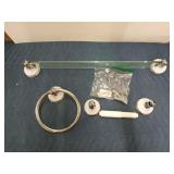 Bathroom hardware, with glass shelf, toilet