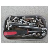 Magnetic tool caddy w/ extensions, sockets,