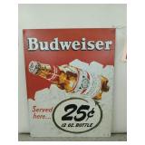Metal Budweiser sign 16x12