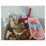 Indian doll & attire, play bathtub, etc