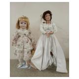 Porcelain bride doll 18"; other porcelain doll