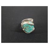 Homemade silver ring w/ turquoise stone size 12