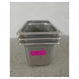 3 stainless serving pans 6x10x6