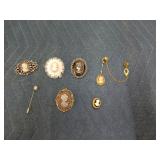 7 assorted cameos, one is Avon