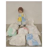 Lovely porcelain doll 17" w/ 7 beautiful outfits